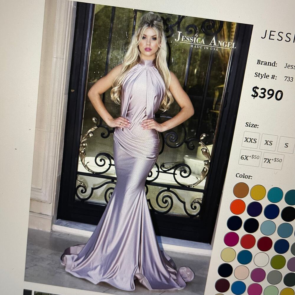 Jessica Angel Womens 14 Mermaid Dress Blush Backless Prom Pageant Formal JA733 - Picture 3 of 15